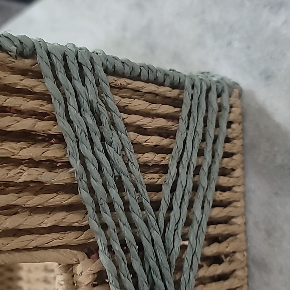 Woven Decorative Storage Basket Set - Natural with Pink & Sage Accents - Picture 3 of 4